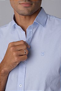 Camisa de Manga Curta SLIM TRICOLINE COM ELASTANO AZUL