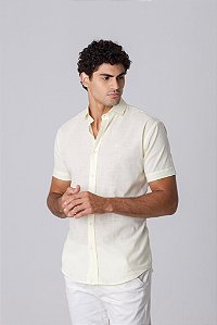Camisa de Manga Curta SLIM LINHO FLAMÊ AMARELO