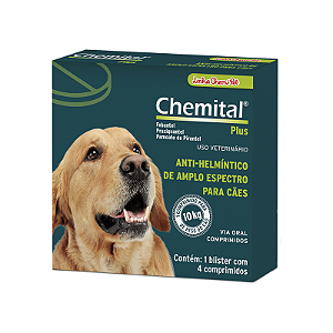 Chemital Plus para Cães Chemitec 4 comprimidos