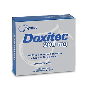 Doxitec 200mg Antibiótico para Cães e Gatos 16 comprimidos