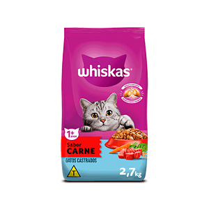 Ração Whiskas Gatos Adultos Castrados Carne 2,7kg