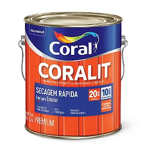 Tinta Esmalte Sintético Coralit Secagem Rápida Brilhante 3,6L - Preto - CORAL