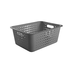 Cesta Organizadora Tamanho G 14,5 Litros 41x31x16,5cm Chumbo - OU