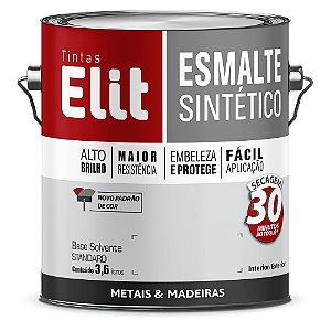 Tinta Esmalte Sintético Brilhante 3,6L - Preto - ELIT