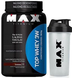 TOP WHEY 3W 900 GRAMAS - MAX TITANIUM (COMPROU E GANHOU)