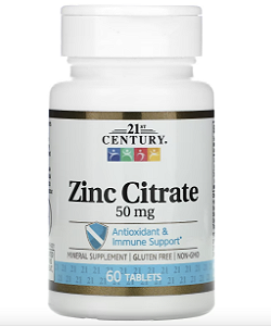 CITRATO DE ZINCO 50 MG 60 COMP - 21ST CENTURY