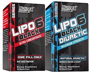 NUTREX LIPO-6-PRETO-UC-(60 CAPSULAS)+ DIURETICO 60 CÁPSULAS - NUTREX