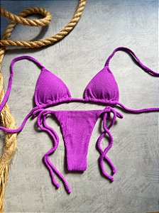 Cortininha Mônaco lacinho fio roxo