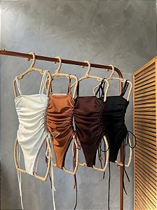 Maiô franzido marrom escuro (chocolate)