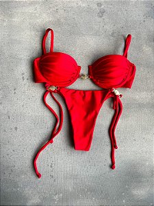 Mykonos vermelho c/ calcinha fio