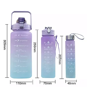 Kit 3 Garrafa De Água Academia Squeeze Galão Motivacional