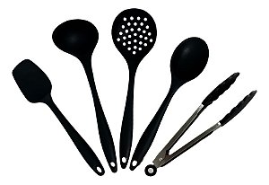 Conjunto Cozinha 5pç Silicone E Aço Inox Resistente Lindos