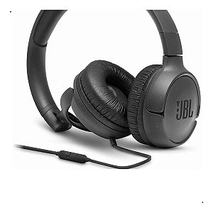 Headset Jbl Tune 500 Preto Jbl T500 Com Fio E Microfone