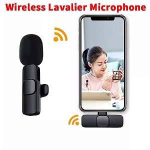 Microfone Lavalier sem fio portátil, Gravação de Vídeo Áudio Mic, iPhone, A