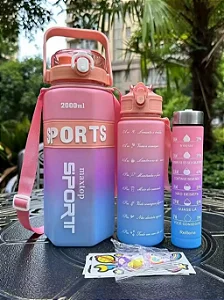 Kit 3 Garrafas Sports Motivacionais 2 Litros | 900ml | 300ml