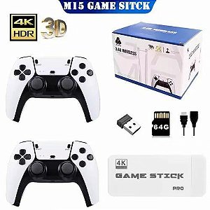 Game Stick M15 Pro 4K Mais de 30.000 Jogos 2 Controles Sem Fio Original
