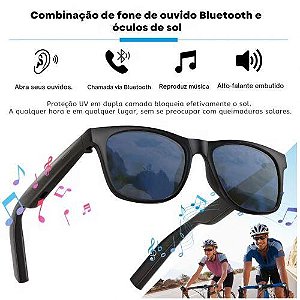 Óculos Inteligentes Bluetooth Smart Glass D11 Chamadas Música Assistente de Voz