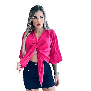 cropped - blusa feminina moda blogueira manga flare