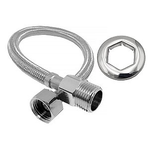Flexível Água 40CM - 1/2MX3/4F Com Malha De Aço Druck