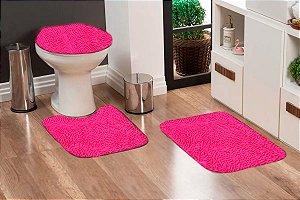 Jogo Banheiro Tapete Microfibra - Pink
