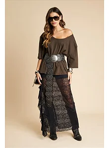 Saia Longa Babados Rendada