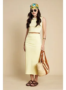 Saia Midi Amarelo Mostarda