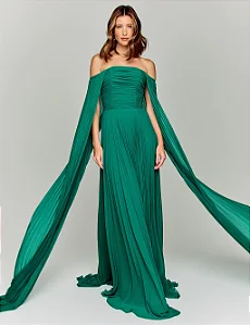 Vestido De Festa Longo Plissado Aspen