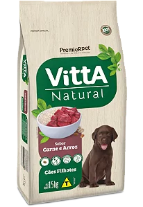 VITTA NATURAL Cães Filhotes Sabor Seleção de Carnes e Arroz 15KG