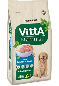 Vitta Natural Cães Filhotes Sabor Seleção de Frango e Cereais Integrais 15KG