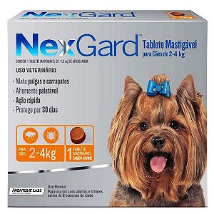 Antipulgas e Carrapatos NexGard 11,3 mg para Cães de 2 a 4 Kg - 1 Tablete Avulso