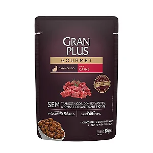 Ração Úmida GranPlus Gourmet Sachê Carne para Gatos Adultos 85G