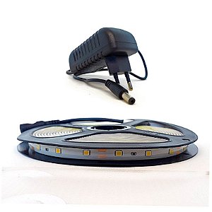 Kit Fita Led Luz Morna 3528/2835 Rolo 5 Metros E Fonte 12v