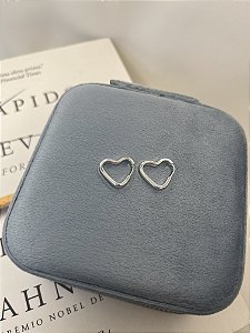 Brinco Argola Prata 925 Coração 1,5cm Fio Quadrado 2MM