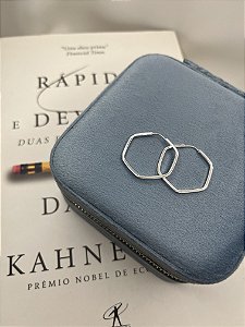 Brinco Argola Prata 925 Hexágonal 2,7cm Fio Quadrado 1MM