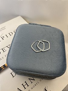 Brinco Argola Prata 925 Pentágono 2,3cm Fio Quadrado 1MM