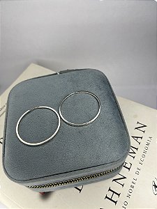 Brinco Argola Prata 925 Redondo 3,5cm Fio Quadrado