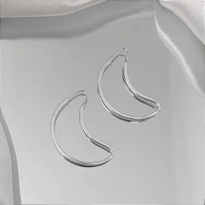 Brinco Argola Meia Lua Prata 925 Fio quadrado 42MM
