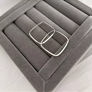 Brinco Argola Quadrada Prata 925 Fio Quadrado 25MM