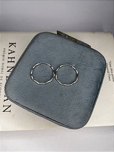 Brinco Argola Prata 925 Redondo 3,2cm Fio Ondulado