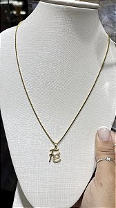 Colar Fé Cravejado com Micro Zircônias Aço Inoxidável 316L Banhado