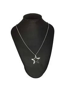 Colar Corrente Estrela Vazada Tamanho G em Aço Inoxidável 45cm
