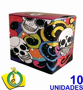Caixinha de Papelão Decorada Para Caneca - Caveira Colors - Pacote com 10 Unidades