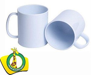 Caneca Branca de Polímero Alça Curva 325ml
