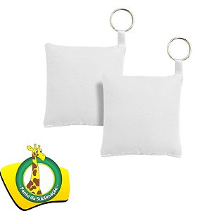 Chaveiro Almofada 7x7cm Pacote com 5 Unidades - Branco