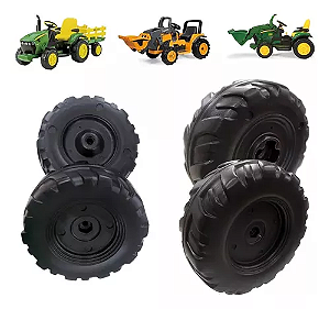 Kit Rodas Traseira E Dianteira Trator Elétrico John Deere Original Peg Perego