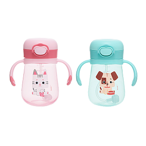 Copo Infantil com Alça 300ml Filhotiis Théo ou Mia - Kouii
