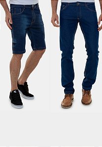 Kit Calça e Bermuda Jeans Premium Masculina Versatti África
