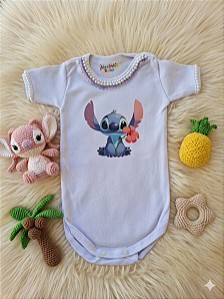 Body Bebê Stich Azul com Pérolas