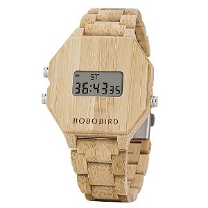 Relógio de madeira Bobo Bird- Digital Ecológico