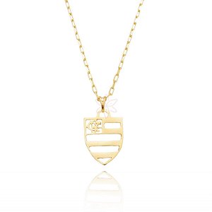 Cordão masculino 60cm "flamengo P" folheado em ouro 18k